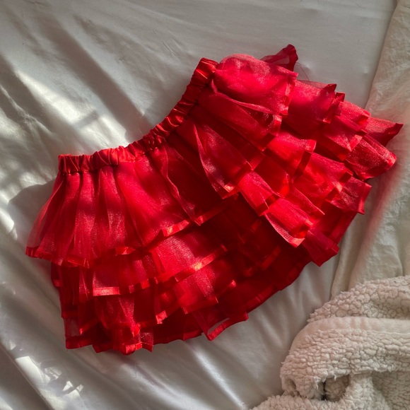 Tulle Tutu Mini Skirt in Hot Red - Picture 2 of 3